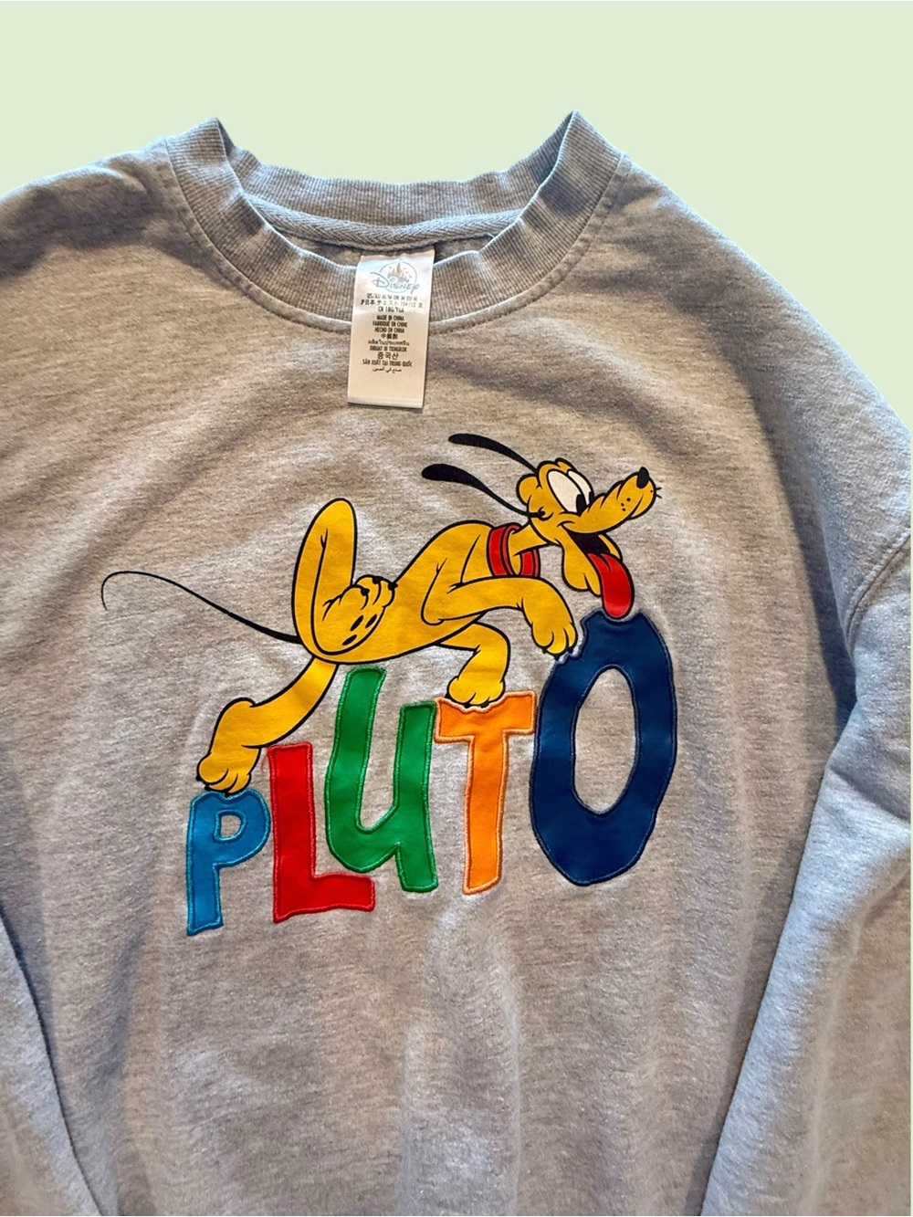 Disney Grey Sweatshirt with Colorful Pluto Graphic